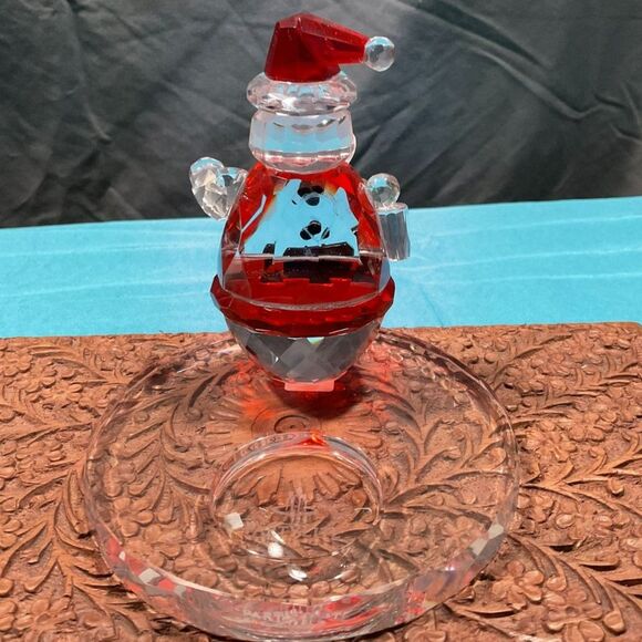 Retired PartyLite Faceted Santa Candle Holder - Picture 2 of 6